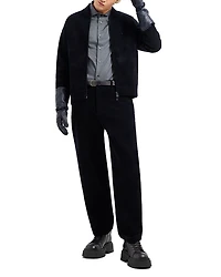 Cotton Blend Velour Ribbed Regular Fit Bomber Jacket
