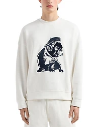French Terry Crewneck Bulldog Embroidery Sweatshirt