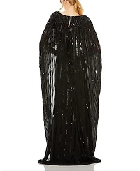 Embellished Column Cape Gown