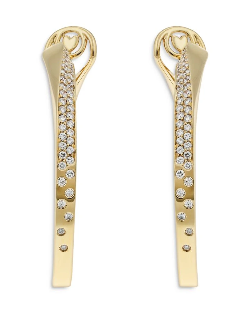 18K Yellow Gold Like Diamond Pavé Large Hoop Earrings - Exclusive, Italy Campaign