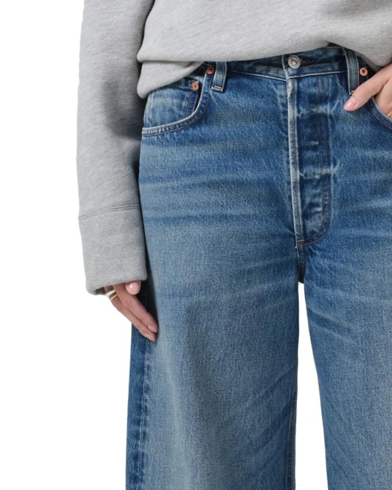 Ayla Raw Hem High Rise Cropped Wide Leg Jeans Doheny
