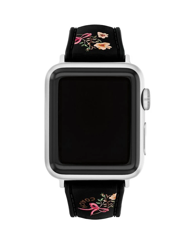 Apple Watch® Floral Black Silicone Strap, 38/40/41mm