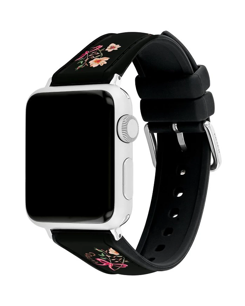 Apple Watch® Floral Black Silicone Strap, 38/40/41mm