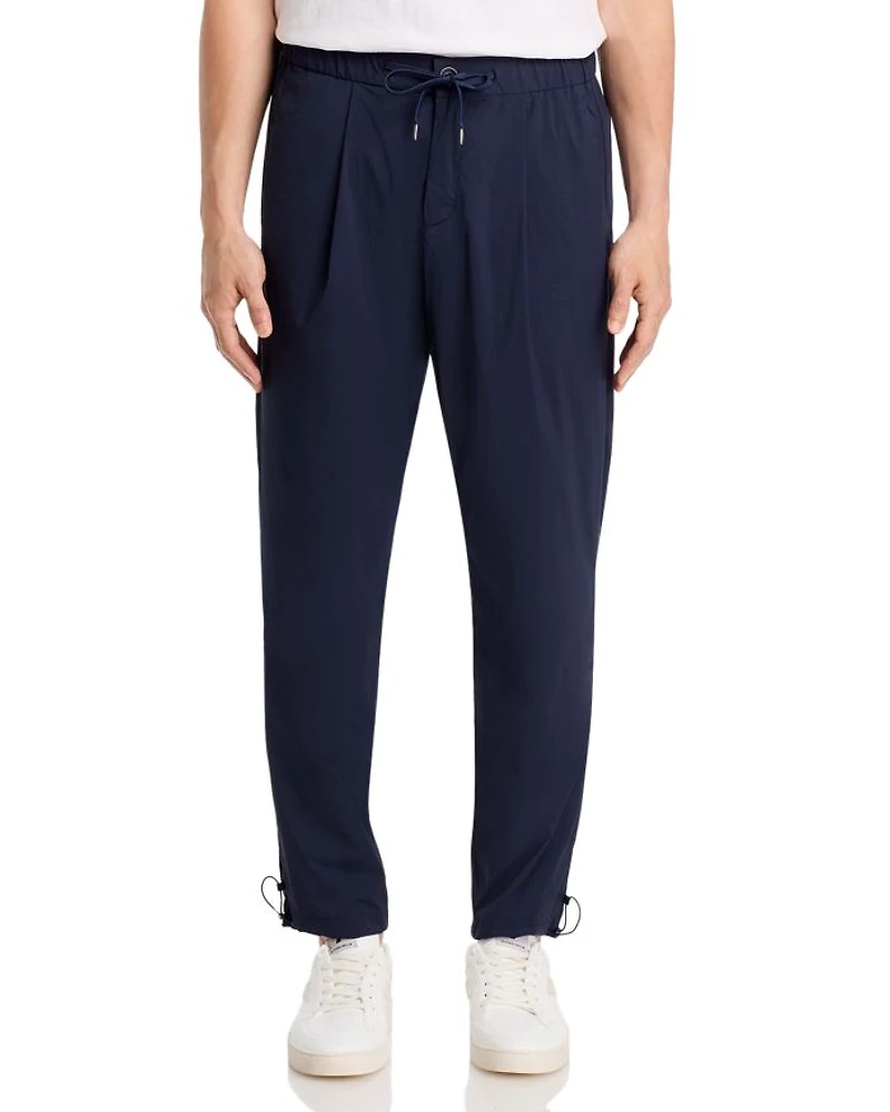 Nylon Stretch Slim Fit Pleated Pants