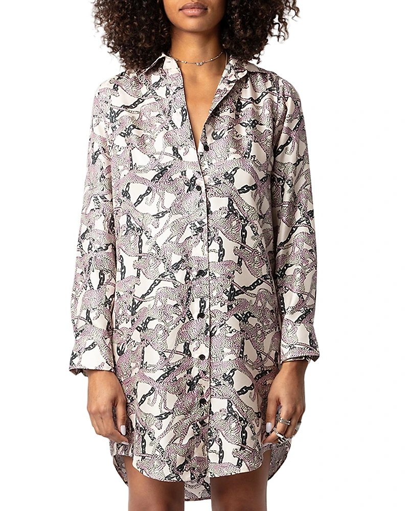 Zadig & Voltaire Rais Twill Wild Chain Printed Silk Dress