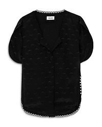 Tiffany Jacquard Wings Silk Blouse