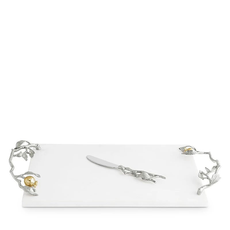Michael Aram Pomegranate Silver and Gold Cheeseboard and Spreader