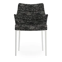 Eleganza Nia Melange Dining Armchair, White Legs
