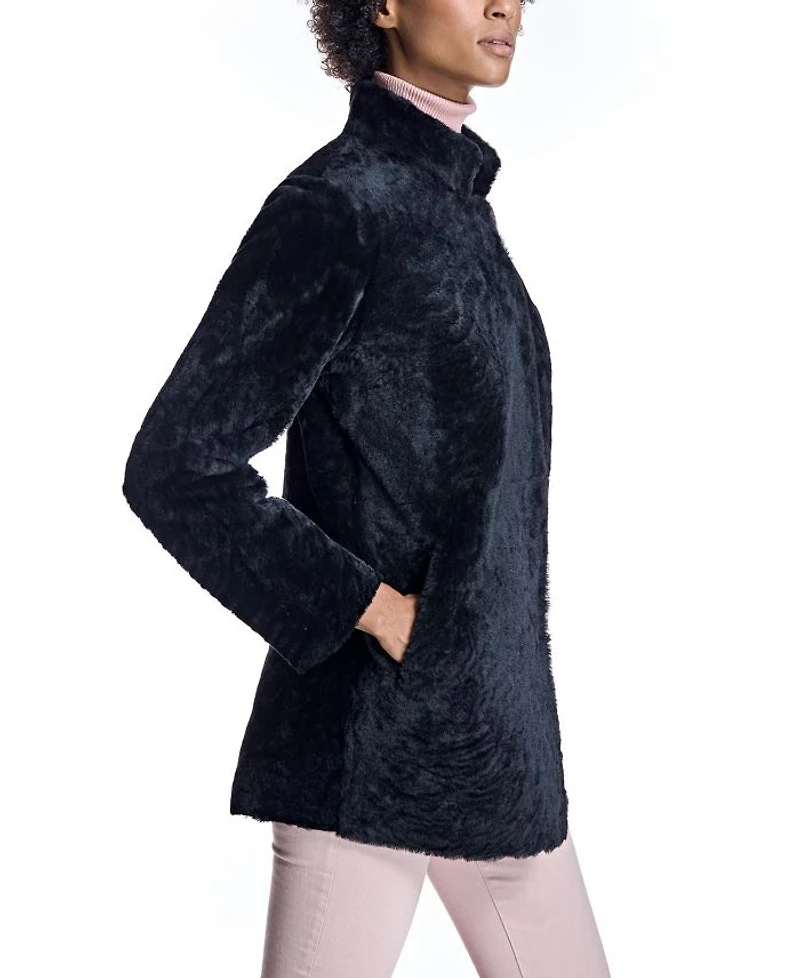 Reversible to Leather Shearling Jacket with Zipper