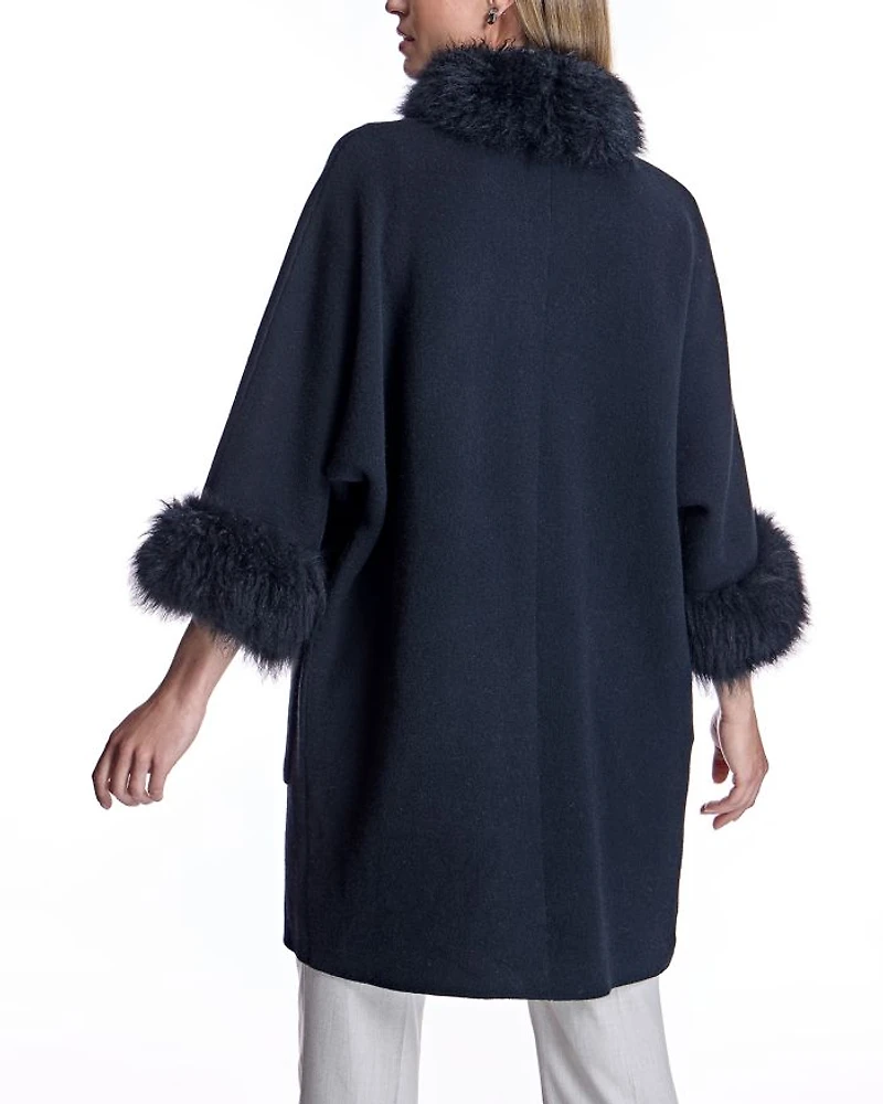 Cashmere Kimono with Goat Trim
