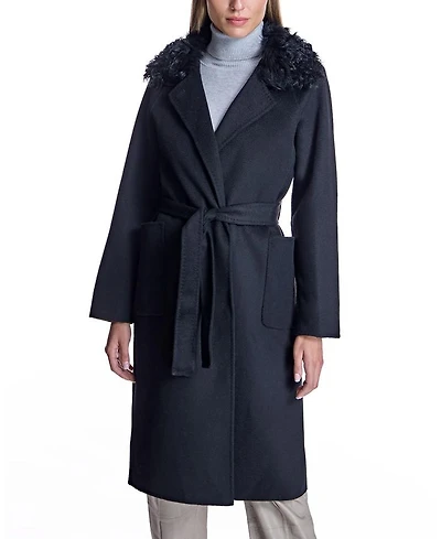 Belted Wool Coat with Collar