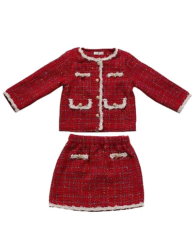 Petite Hailey Girls' Tweed Jacket Set - Little Kid
