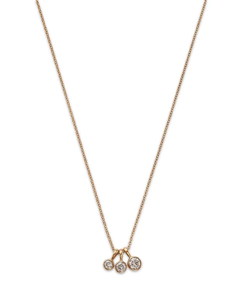 14K Yellow Gold Lab Grown Diamond Triple Bezel Collar Necklace, 16-18"