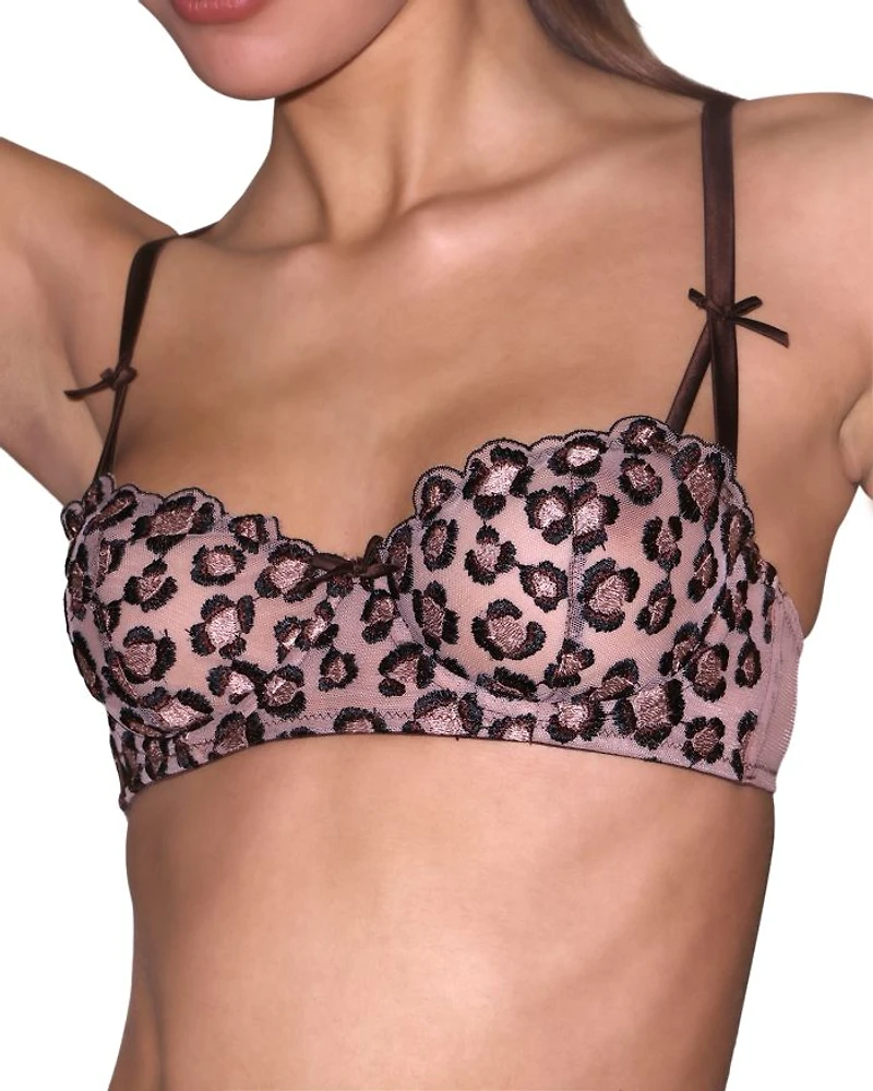 Leopard Embroidery Balconette Bra