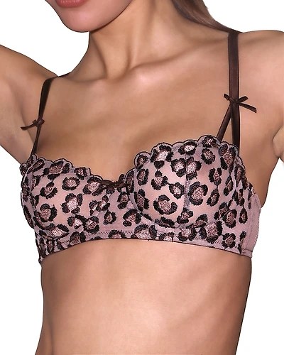 Fleur du Mal Leopard Embroidery Balconette Bra