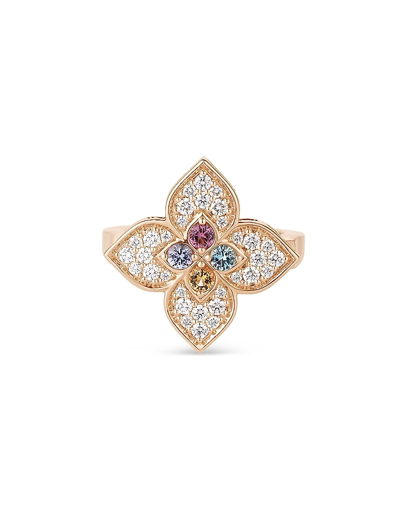 Roberto Coin 18K Rose Gold Venetian Princess Carnival Multi Gemstone & Diamond Flower Ring