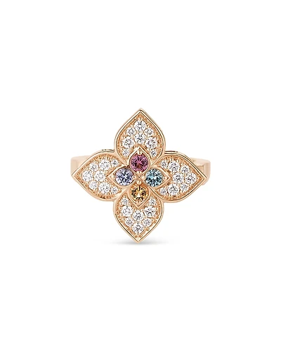 Roberto Coin 18K Rose Gold Venetian Princess Carnival Multi Gemstone & Diamond Flower Ring
