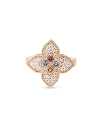 Roberto Coin 18K Rose Gold Venetian Princess Carnival Multi Gemstone & Diamond Flower Ring