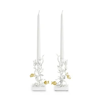 Pomegranate Silver and Gold Tone Candleholders, Set of 2