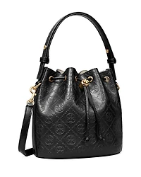 T Monogram Leather Bucket Bag