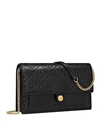 T Monogram Leather Chain Wallet