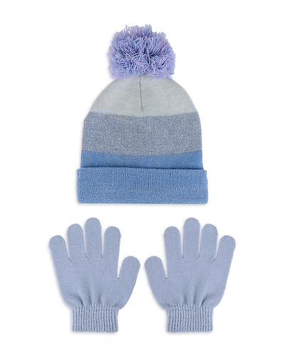 Capelli Girls' Color Blocked Pom Hat & Gloves Set - Little Kid, Big Kid