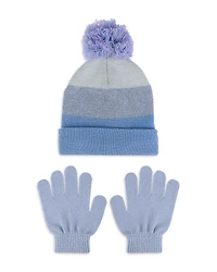 Capelli Girls' Color Blocked Pom Hat & Gloves Set - Little Kid, Big Kid