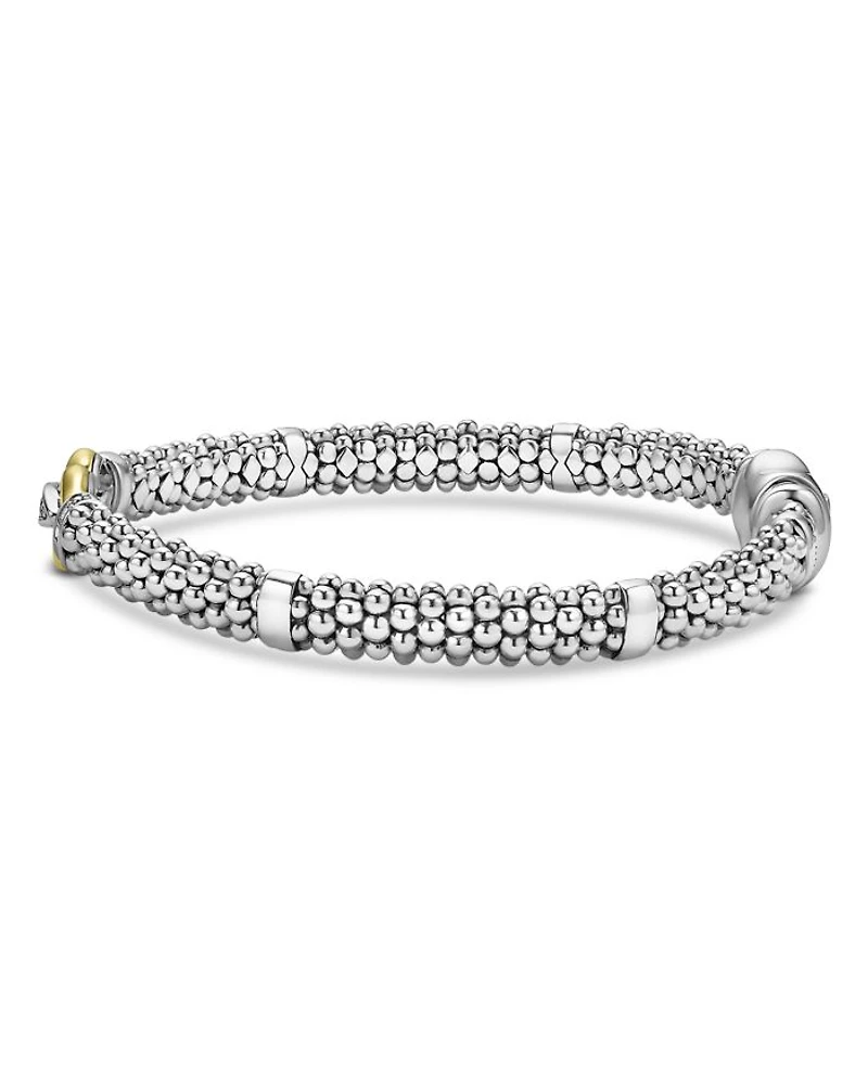 18K Yellow Gold & Sterling Silver Signature Caviar Diamond Buckle Link Bracelet