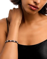 18K White Gold Stretch Collection Black & White Diamond Flower Motif Bracelet - Exclusive