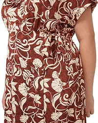Solana Printed Faux Wrap Midi Dress