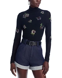 Pansies Mesh Turtleneck Top - Exclusive