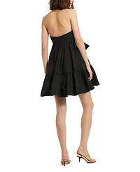 Strapless Faille Twist Bow Mini Dress