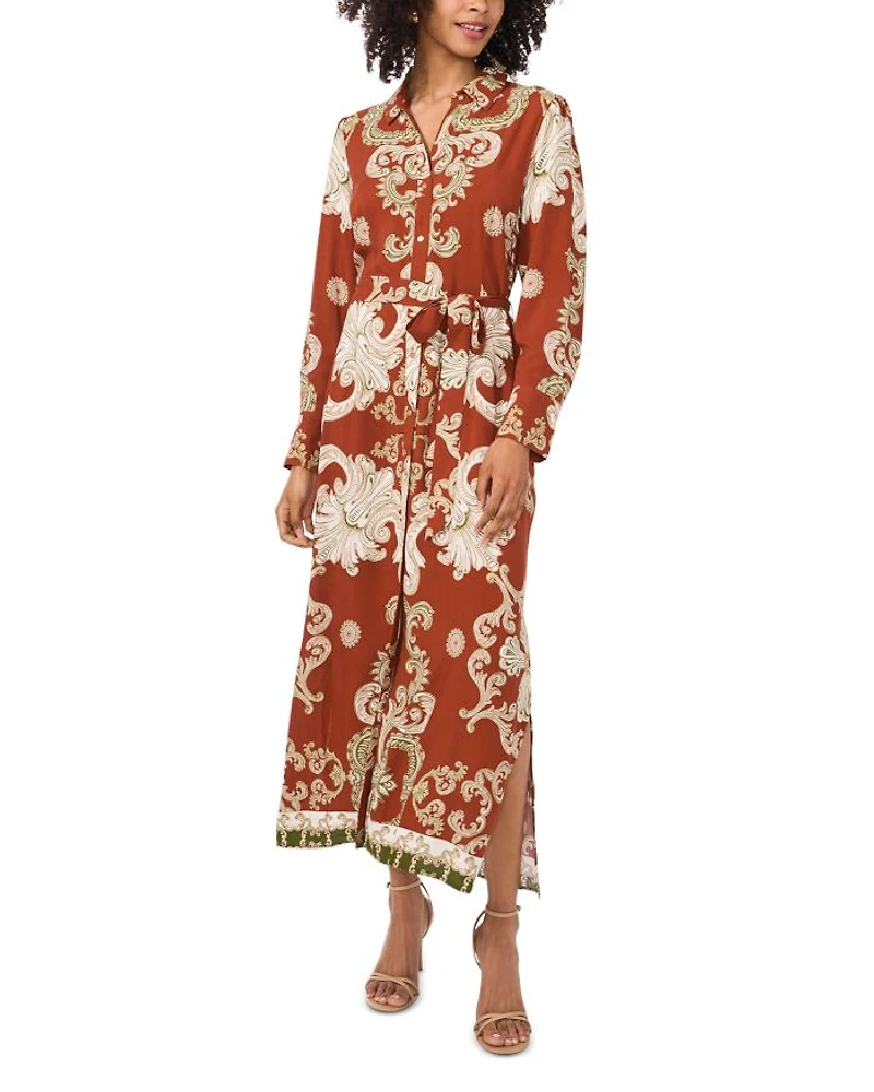 Printed Border Shirt Dress