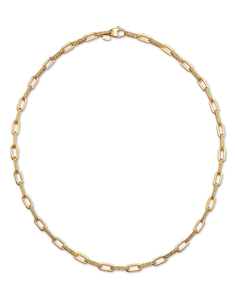 Bloomingdale's Fine Collection Polished & Textured Oval Link Chain Necklace
