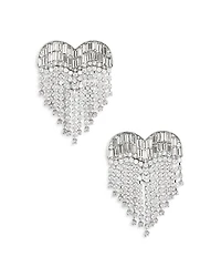Self-Portrait Crystal Heart Fringe Earrings