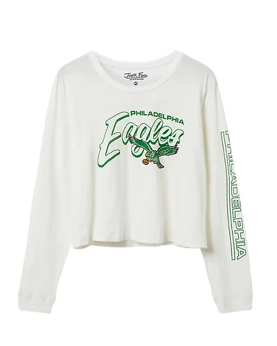 Junk Food Clothing Women's Nfl Philadelphia Eagles Touchdown Long Sleeve Cropped Tee