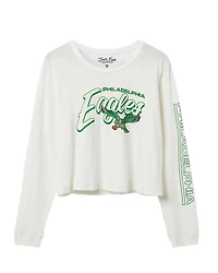 Junk Food Clothing Women's Nfl Philadelphia Eagles Touchdown Long Sleeve Cropped Tee