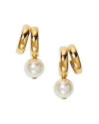Nadri Imitation Pearl Spiral C Hoop Earrings