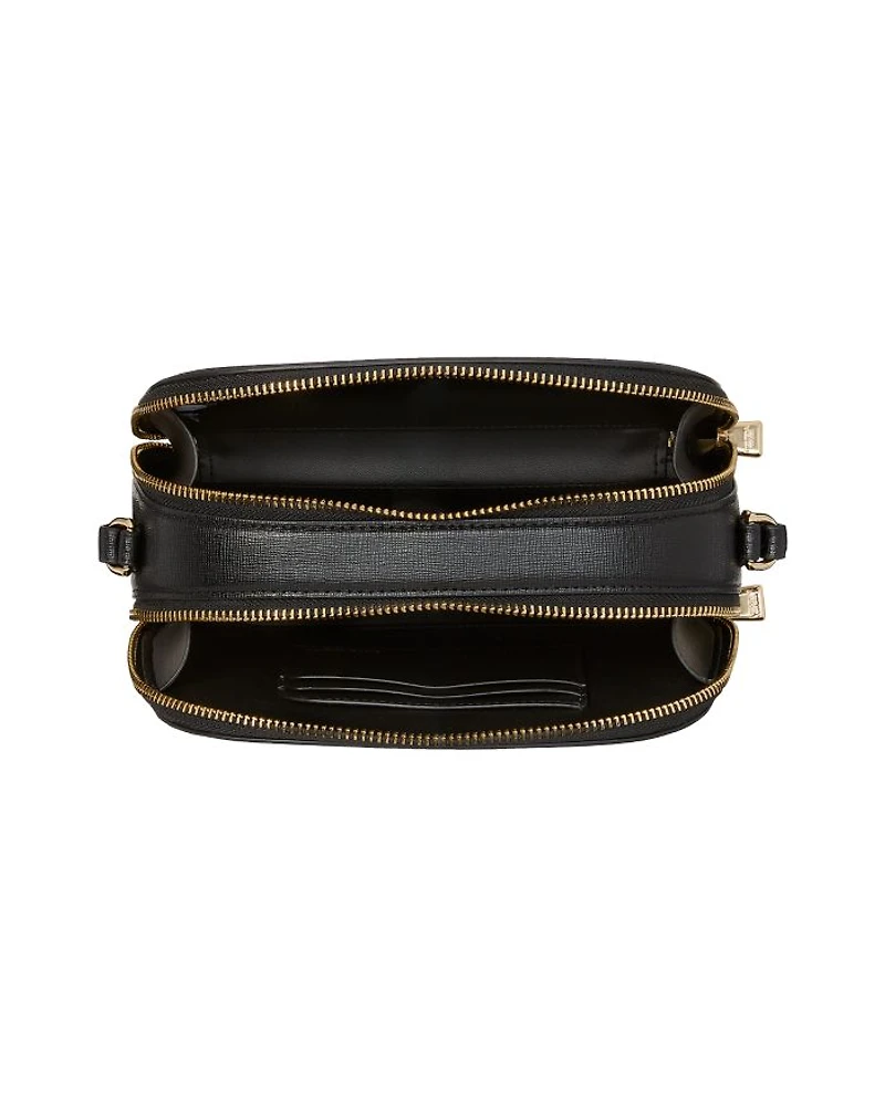 Devin Mini Saffiano Leather Double Zip Dome Crossbody