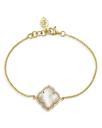 18K Yellow Gold Capri Fiore Bracelet with Mother of Pearl and Diamonds