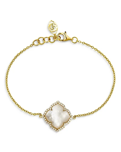 Piranesi 18K Yellow Gold Capri Fiore Bracelet with Mother of Pearl and Diamonds