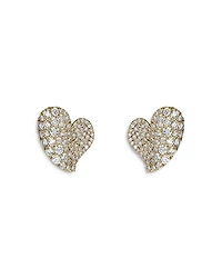 Piranesi 18K Yellow Gold Wave Heart Diamond Pave Stud Earrings