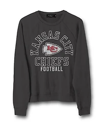 Junk Food Clothing Women's Nfl Kansas City Chiefs Flocked Raglan Crew Fleece Sweatshirt