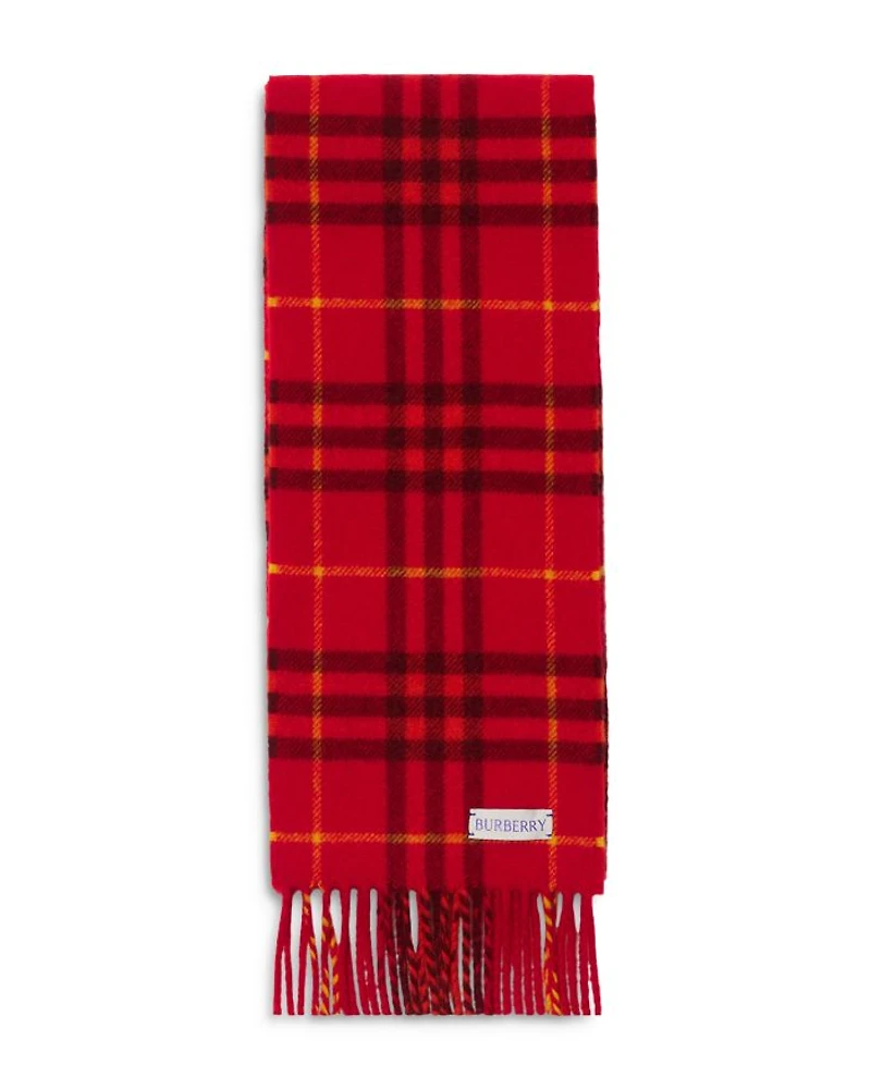 Narrow Check Cashmere Scarf