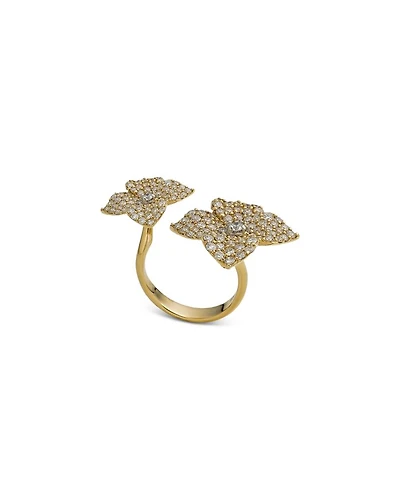 18K Yellow Gold Double Fiore Ring with Diamonds, 2.11 tcw