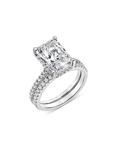 Bloomingdale's Fine Collection Certified Lab Grown Diamond Radiant Cut & Round Bridal Set