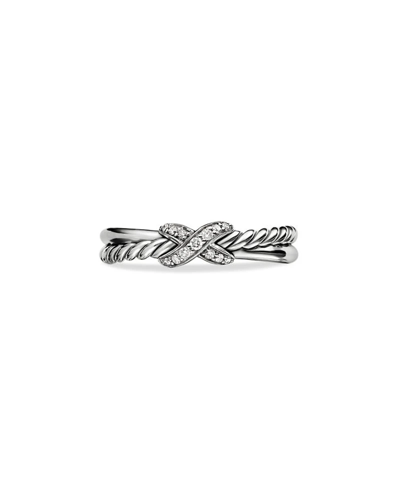 Sterling Silver & Diamond Petite X Ring
