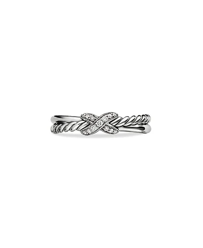 Sterling Silver & Diamond Petite X Ring
