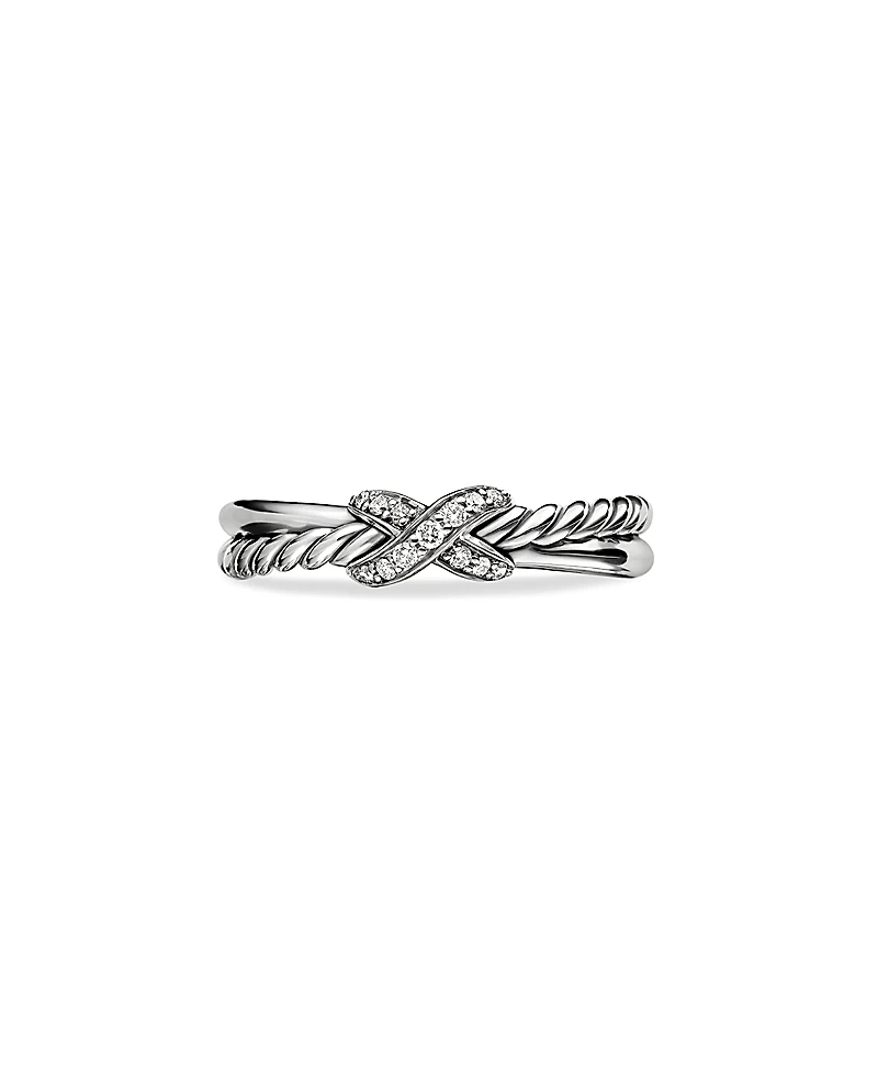 David Yurman Sterling Silver & Diamond Petite X Ring