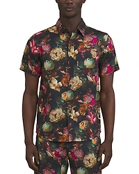 Prps Gold Finch Floral Pattern Short Sleeve Button Down Shirt